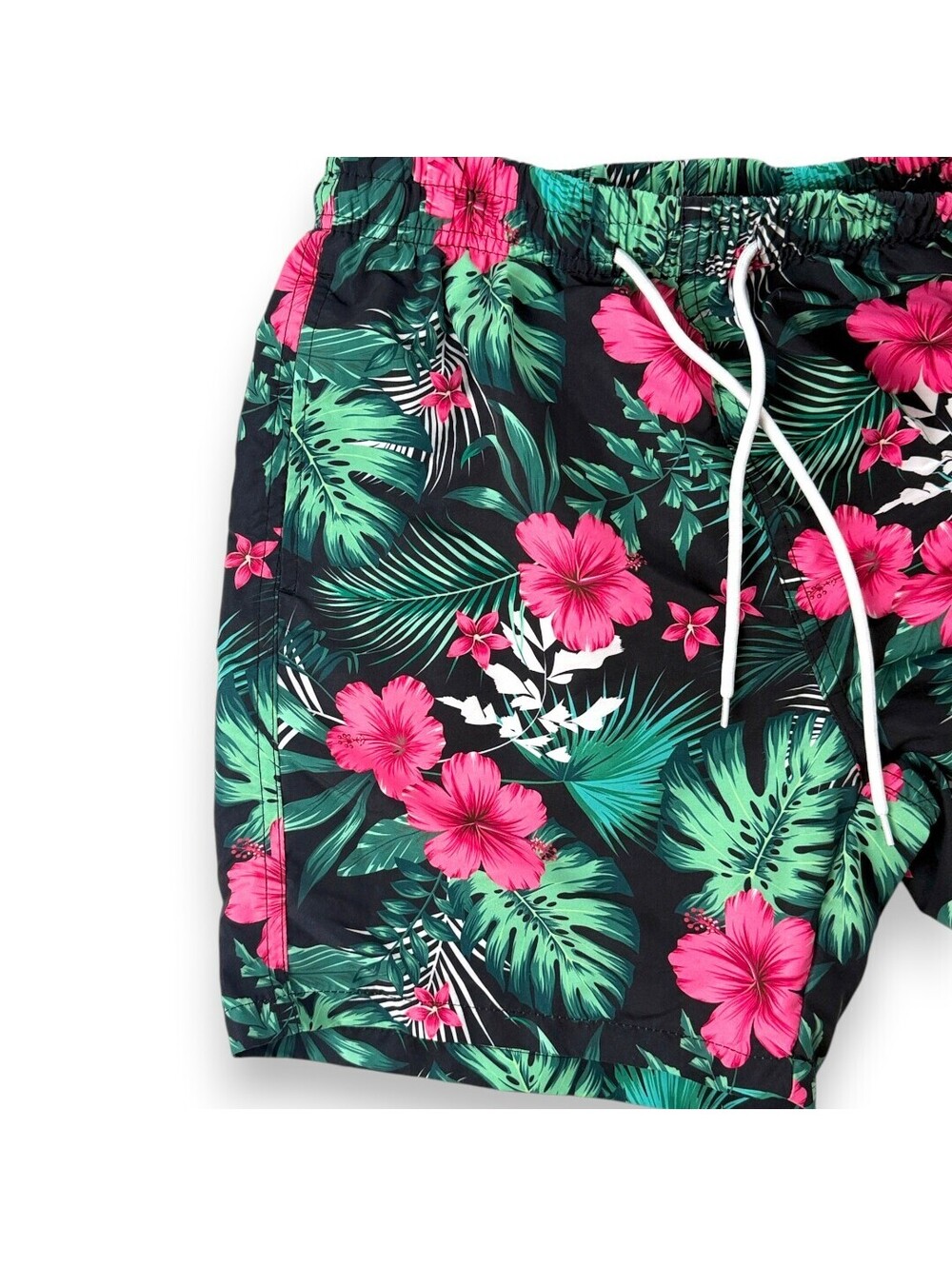 🌸 Swim Trunks Mens Small Tropical Floral Print Beach Shorts Vacation Shein - Picture 5 of 7